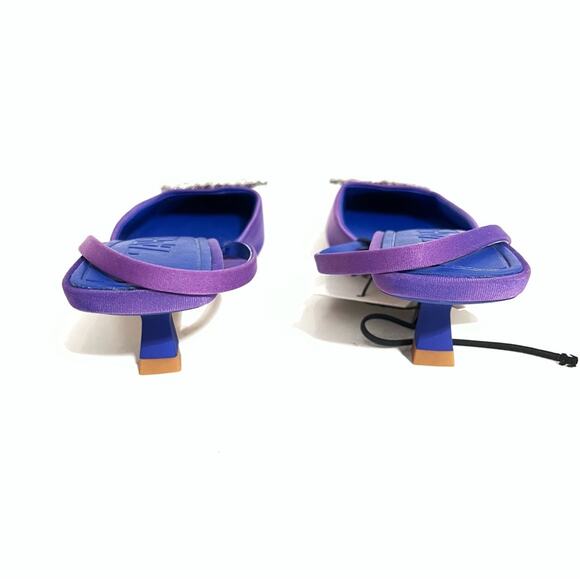 Zara Blue SHIMMERY MID-HEEL SLINGBACK SHOES Size 5 - Picture 13 of 13